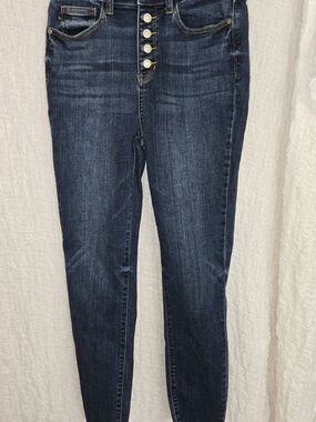 Judy Blue Women’s Dark Blue Button-Fly Skinny Jeans
